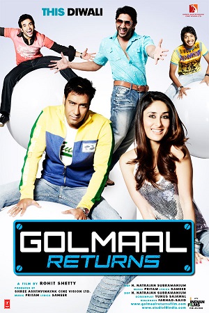 Download Golmaal Returns (2008) Hindi Full Movie 480p [360MB] | 720p [1.2GB] | 1080p [3.8GB] poster